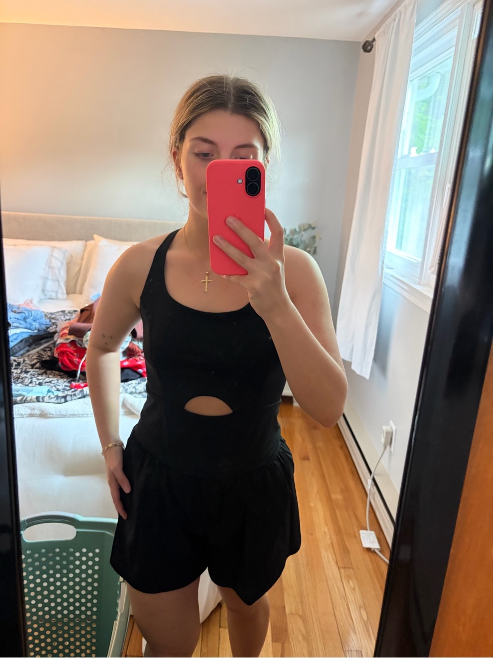 Athletic Black Sleeveless Cutout Romper